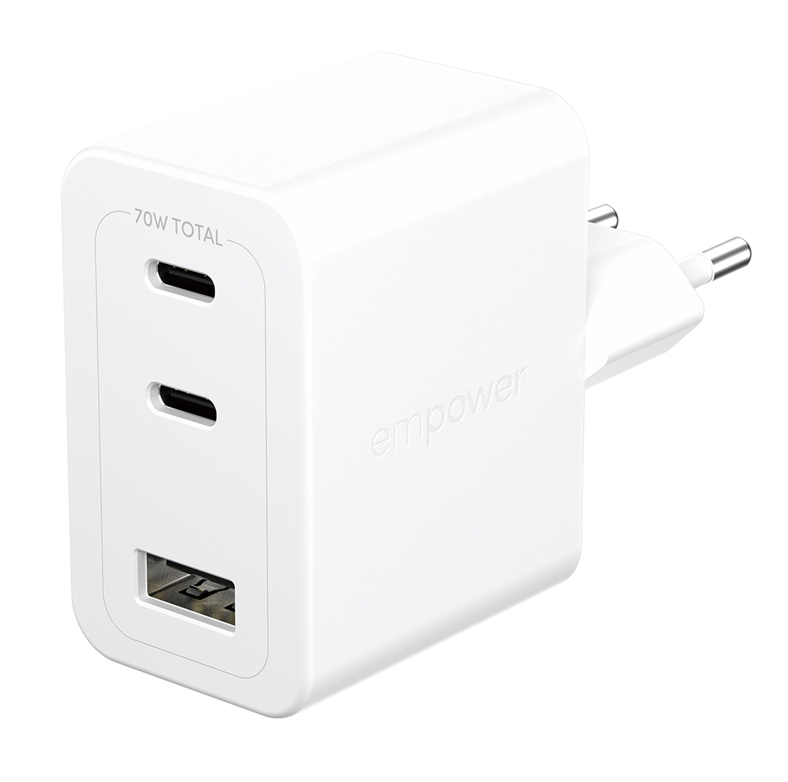 PanzerGlass empowerâ„¢ by Â® Turbo 70W Multiple Charger incl. 2 x USB-C + USB-A | EU Plug | Silver White