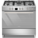 electriQ 90cm Dual Fuel Range Cooker with Mirror Door Finish - Stainless Steel