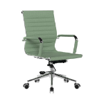 NAUTILUS Designs Aura Contemporary Medium Back Fabric Executive Office Chair With Fixed Arms and Chrome Base Green - BCF/8003/GN DD