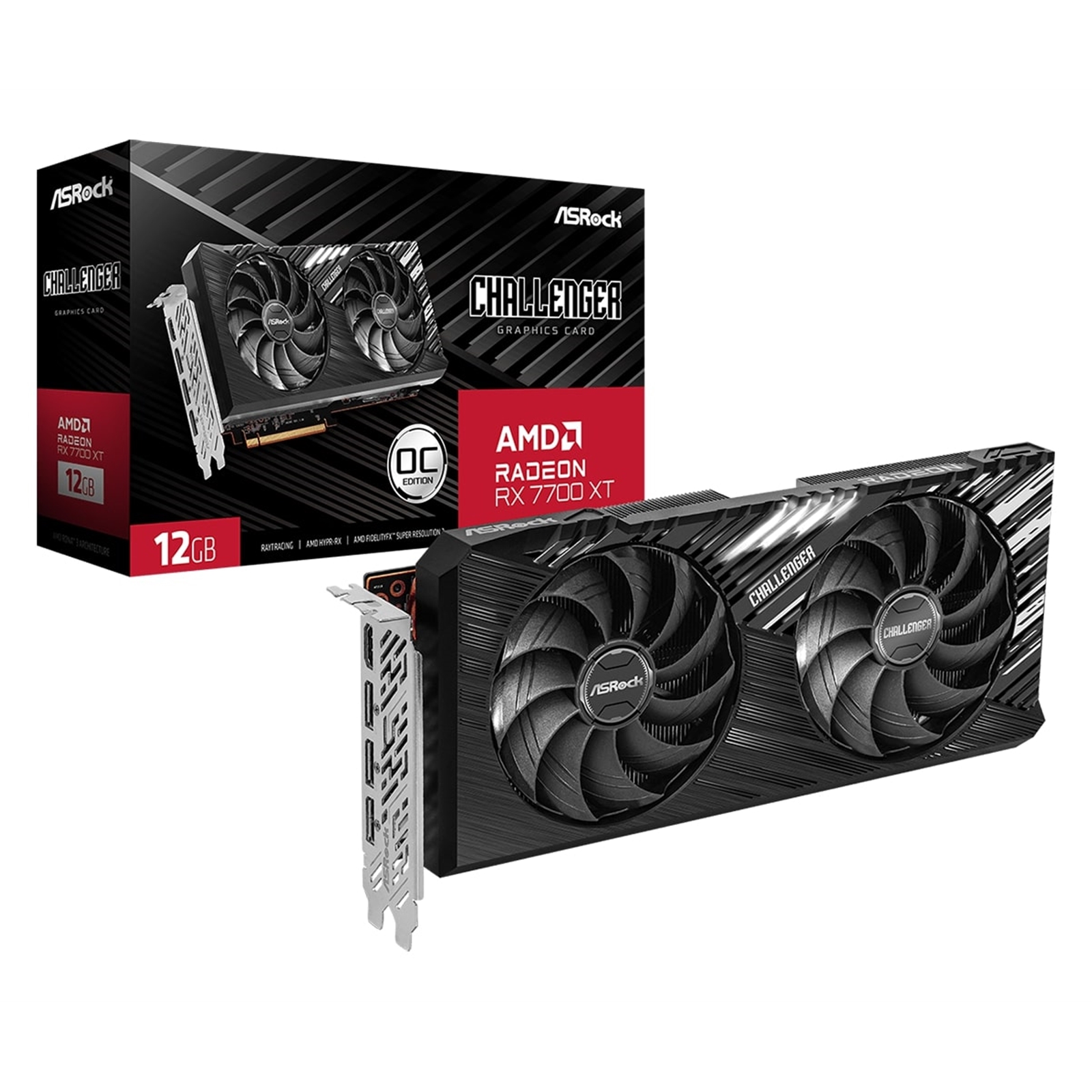 Image of Asrock AMD Radeon RX7700 XT Challenger 12GB OC Graphics Card,...