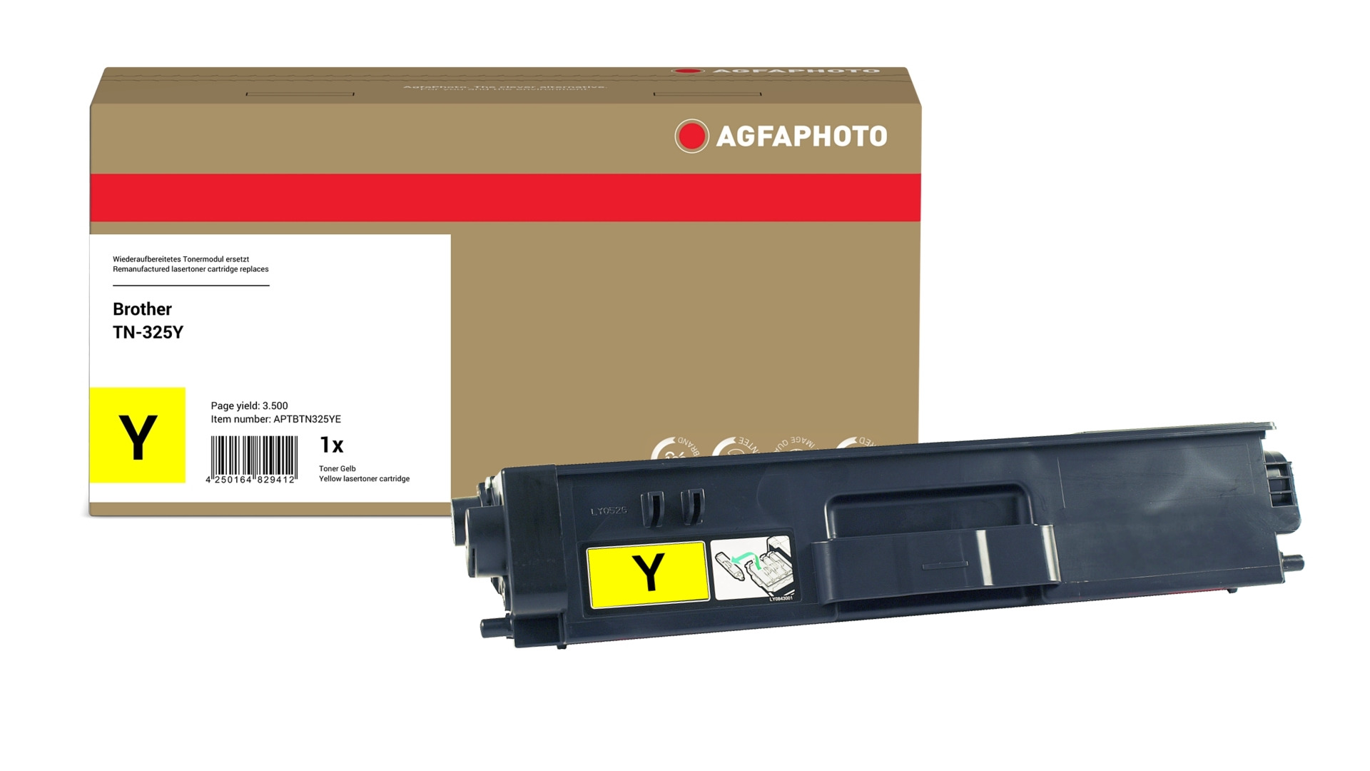 AgfaPhoto Compatible Toner Cartridge. Yellow. Replacement for Brother