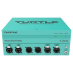 Turtle AV Mineola 2x2 Dante Audio Bridge. 2x XLR inputs with 48V Phantom Power, and 2x XLR outputs with locking etherCON network connector.