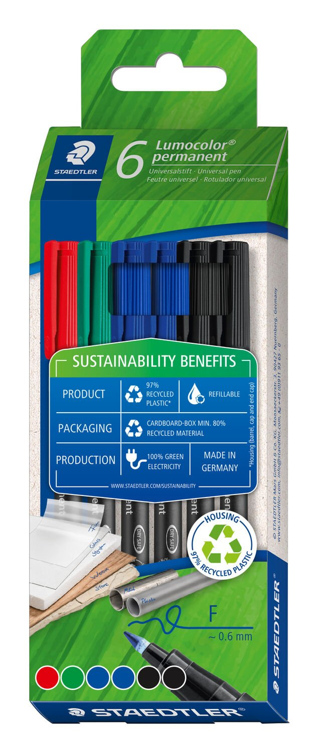 Image of Staedtler Lumocolor Permanent permanent marker Black, Blue, Green, Red