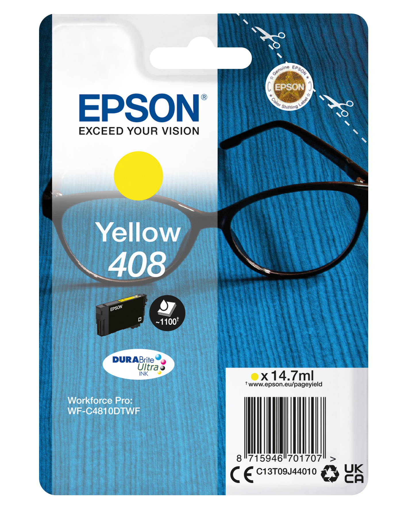 Image of Epson C13T09J44010/408 Ink cartridge yellow, 1.1K pages ISO/IEC...