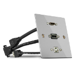 Lindy Single Gang HDMI, DP and USB Wall Plate, Metal