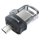 Sandisk Ultra Dual m3.0 USB flash drive 16 GB USB Type-A / Micro-USB 3.2 Gen 1 (3.1 Gen 1) Black, Silver, Transparent