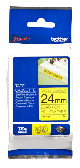 Image of Brother TZE-S651 DirectLabel black on yellow extra strong Laminat...