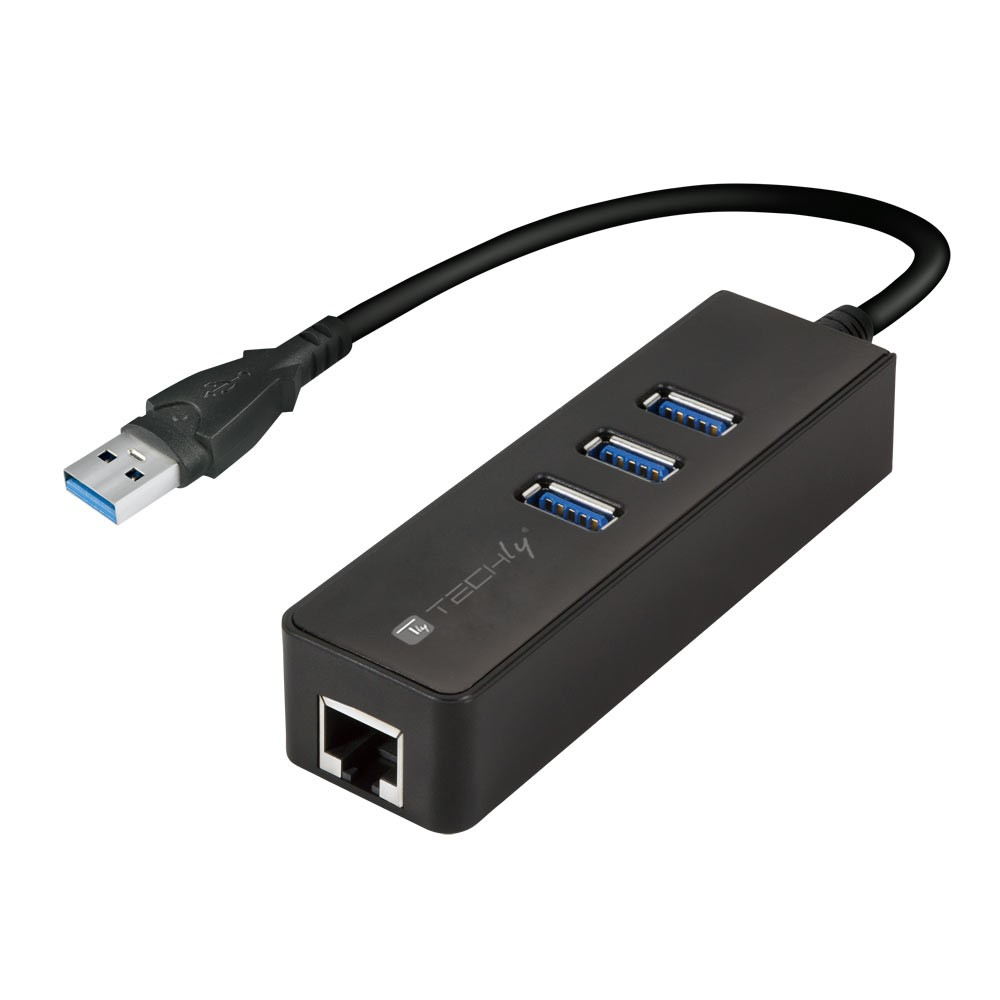 Techly IDATA-USB-ETGIGA-3U2 laptop dock/port replicator USB 3.2 Gen 1 (3.1 Gen 1) Type-A Black