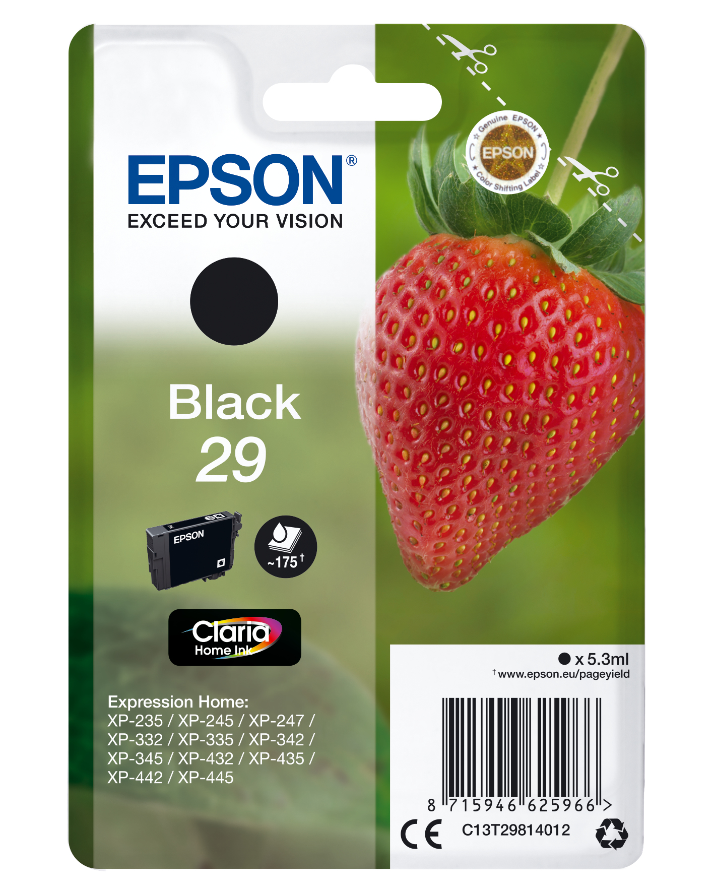 Image of Epson C13T29814012/29 Ink cartridge black, 175 pages 5,3ml for...