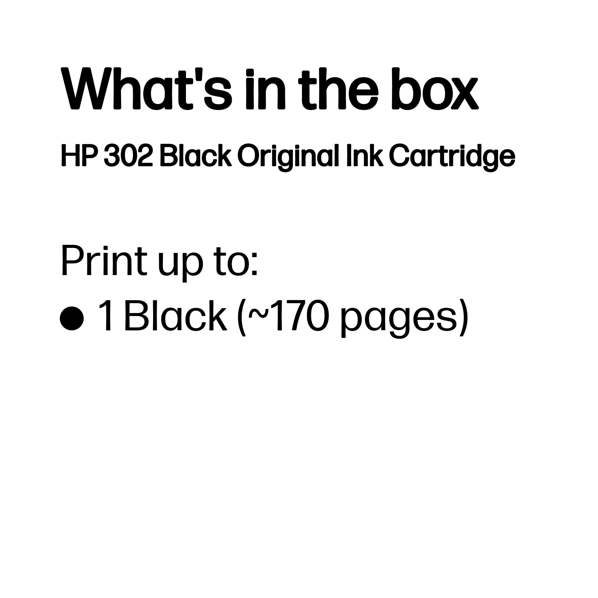HP F6U66AE/302 Printhead cartridge black, 170 pages ISO/IEC 24711 3.5ml for HP DeskJet 1110/2130/OfficeJet 5200
