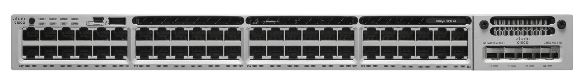 Cisco Catalyst WS-C3850-48F-S network switch Managed L3 Gigabit Ethernet (10/100/1000) Power over Ethernet (PoE) Black, Grey