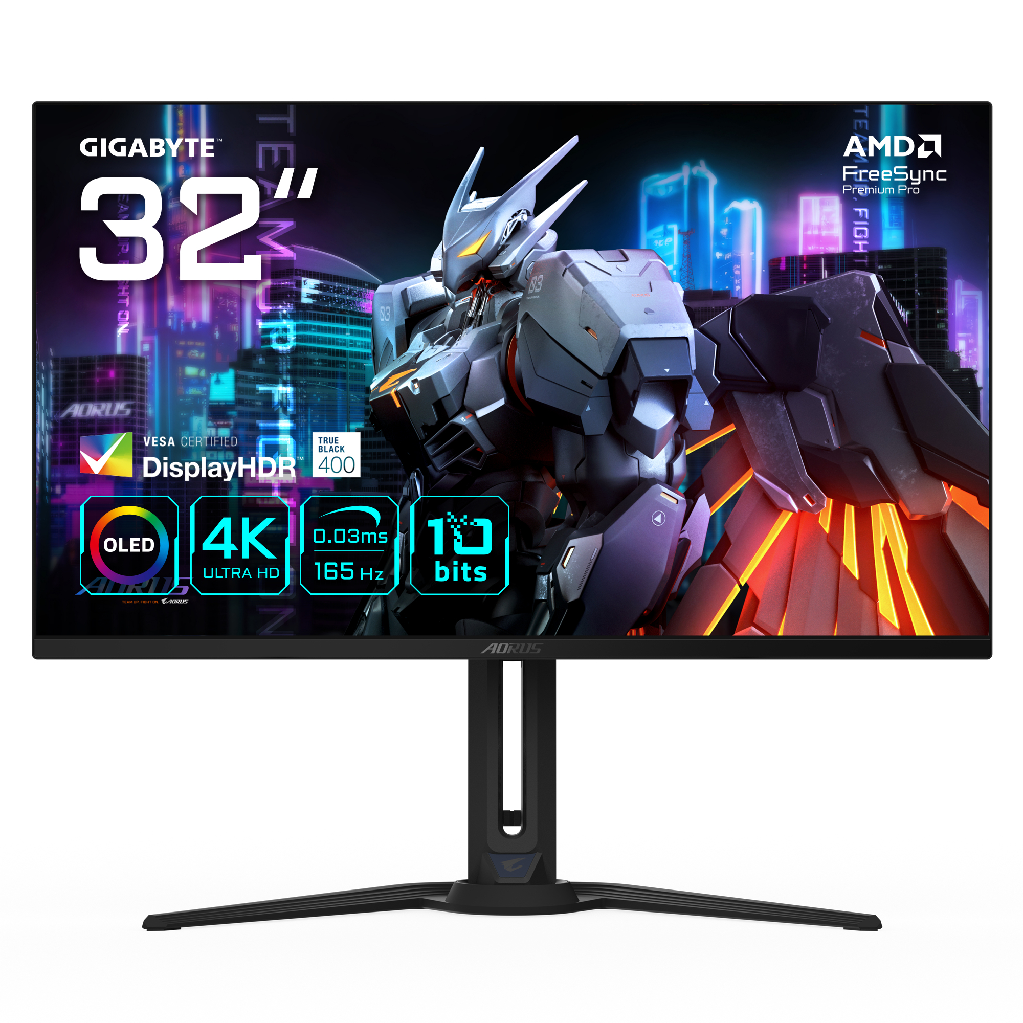Gigabyte Black Aorus Fo32u 31.5” Uhd Gaming Monitor - 3840 X 2160 (Uhd). 165