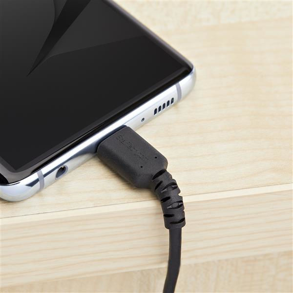 StarTech.com 2m USB A to USB C Charging Cable - Durable Fast Charge & Sync USB 2.0 to USB Type C Data Cord - Rugged TPE Jacket Aramid Fiber M/M 60W Black - Samsung S10, iPad Pro, Pixel