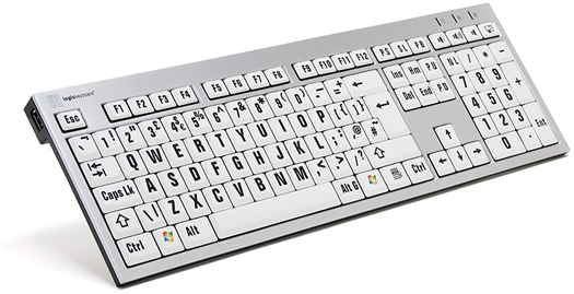 Logickeyboard XLPrint keyboard Office USB QWERTY UK English Aluminium