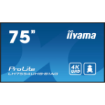 iiyama LH7554UHS-B1AG Signage Display Digital signage flat panel 190.5 cm (75") LCD Wi-Fi 500 cd/mÂ² 4K Ultra HD Black Built-in processor Android 11 24/7