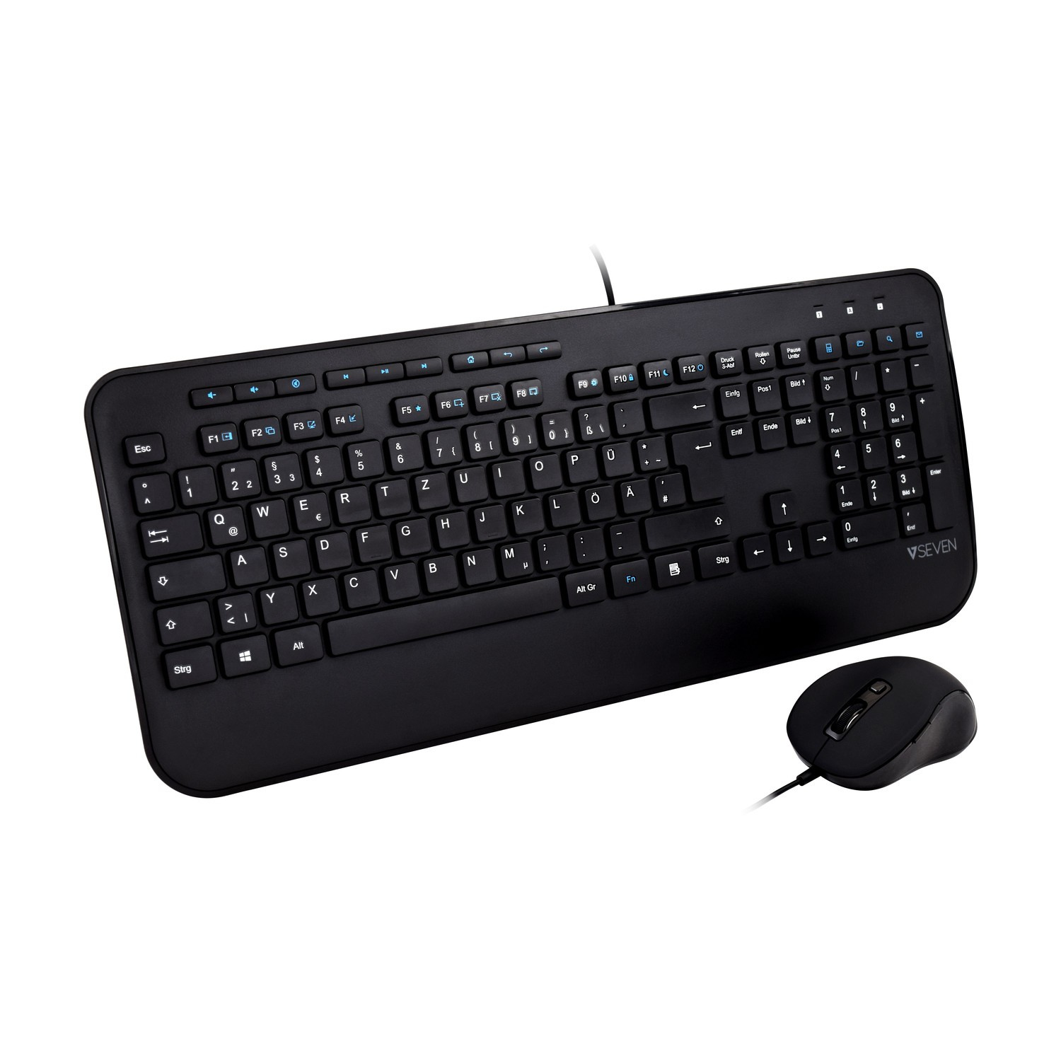 Image of V7 Full Size USB Keyboard with Palm Rest and Ambidextrous Mouse...