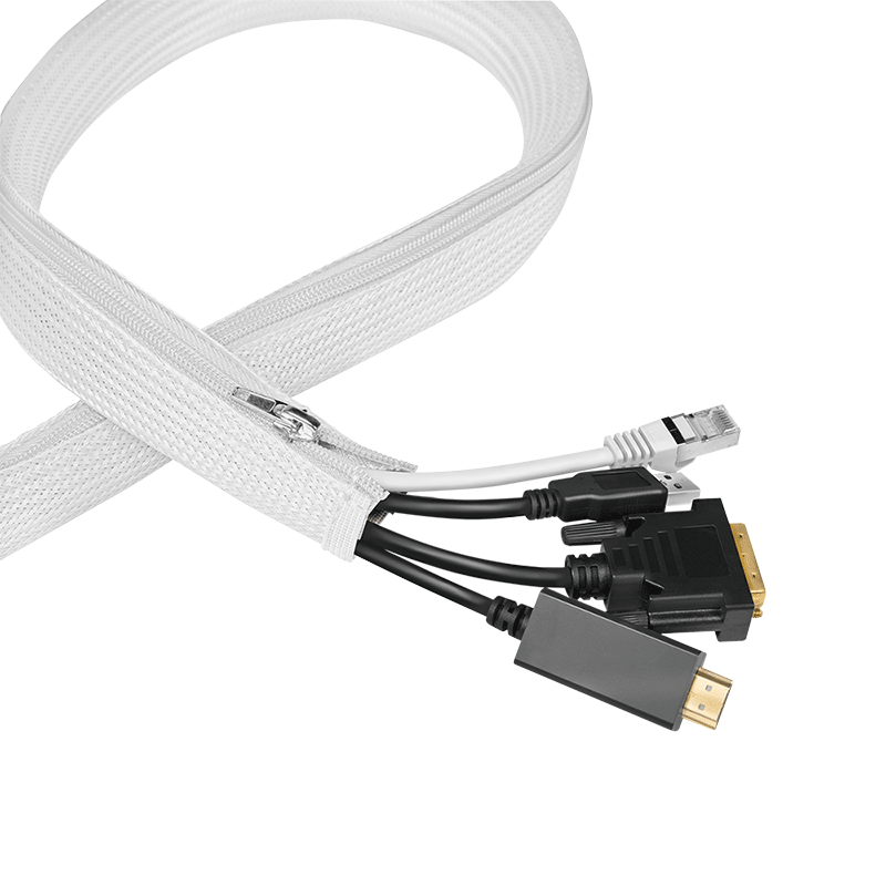 LogiLink Cable sleeve with zipper, Polyester, OD: 30 mm, white, 2 m