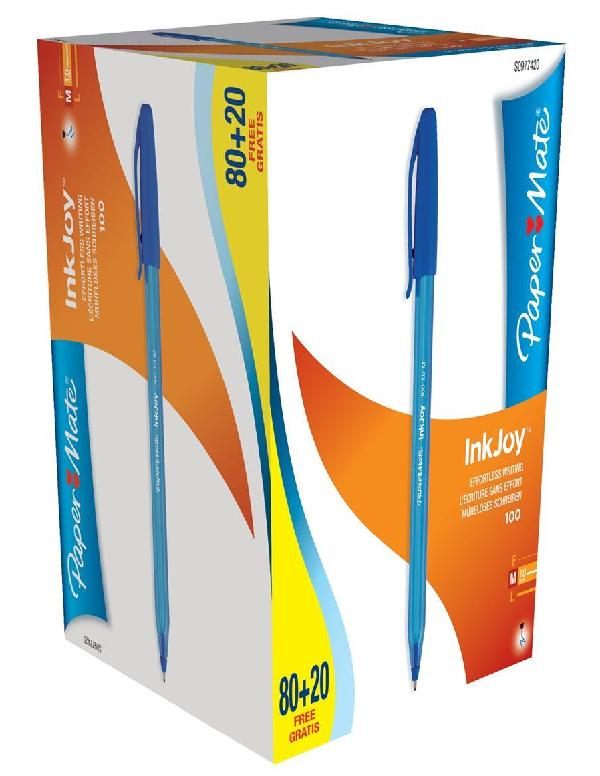 Image of Papermate Inkjoy 100 Blue Stick ballpoint pen Medium 100 pc(s)