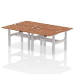 Dynamic Air Back-to-Back W1200 x D800mm Height Adjustable Sit Stand 4 Person Bench Desk With Cable Ports Walnut Finish Silver Frame - HA01760 DD