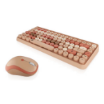 KeySonic KSKM-5200M-RF keyboard Mouse included RF Wireless QWERTZ German Beige, Brown, Pink