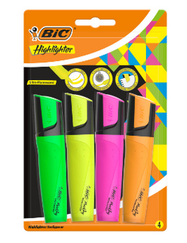 BIC 943652 marker 4 pc(s) Chisel tip Green, Orange, Pink, Yellow