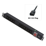 Lindy 1U 10 Way IEC Sockets, Horizontal PDU with IEC Mains Cable