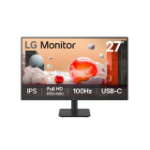 LG 27' IPS Full HD Monitor with 100Hz refresh rate, USB-C (65W PD), 3-side borderless design, Reader Mode, Flicker Safe, and tilt-adjustable stand