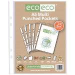 Eco Eco A5 100% Recycled Bag Multi Punched Pockets - Pack of 25