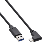 InLine USB 3.2 cable, USB-C male angled to USB-A male, black, 0.5m