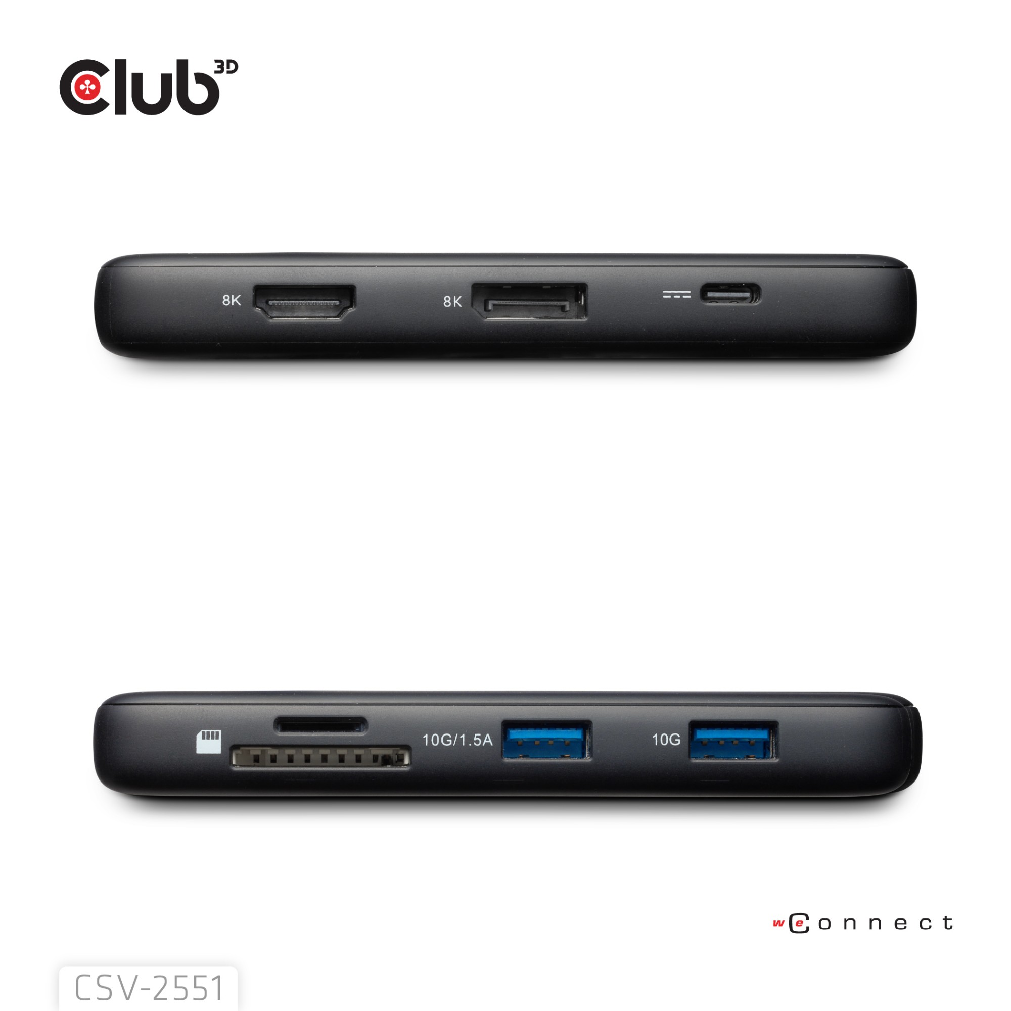 CLUB3D 8-1 Portable Dock USB Type-CÂ® 10Gbps to HDMIâ„¢ and DisplayPortâ„¢ 8K30Hz PD Max.100Watt