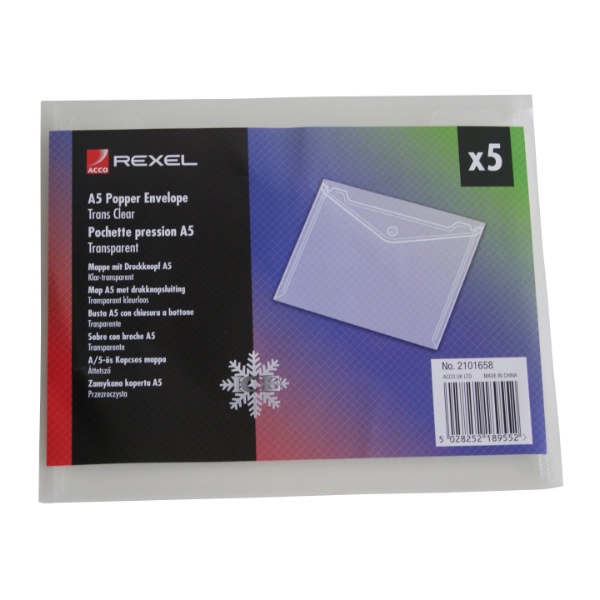 Image of Rexel Ice Popper Wallet Landscape A5 Clear (5)