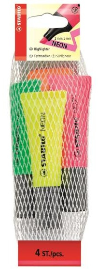 Image of STABILO NEON marker 4 pc(s) Chisel tip Green, Orange, Pink, Yellow