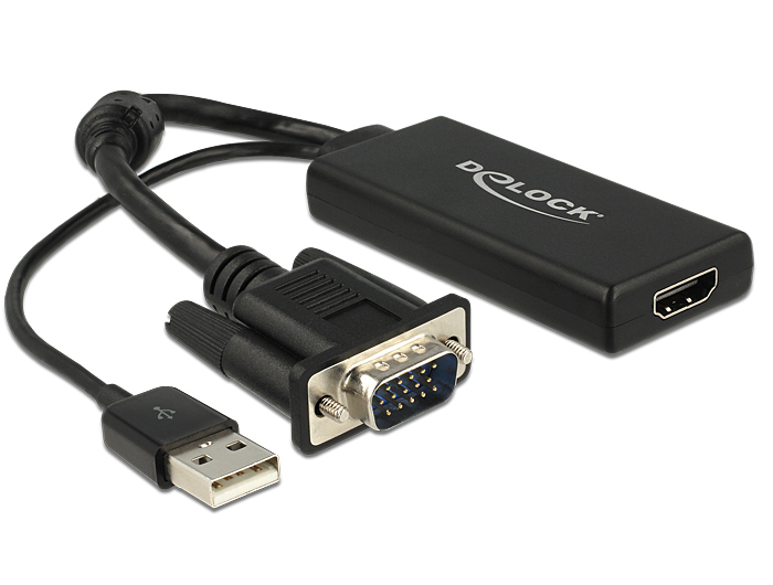 Image of DeLOCK 0.25m VGA+USB2.0-A/HDMI VGA (D-Sub) + USB Black