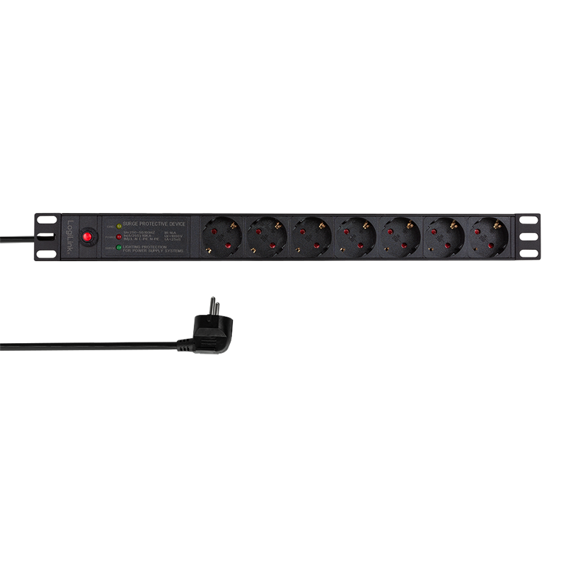 Image of LogiLink 19" PDU 7 x CEE 7/3 socket, with line filter & overload...