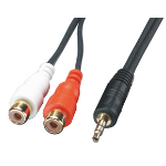 Lindy AV Adapter Cable - 3.5mm Male -> 2 x RCA Female audio kabel 0,25 m Zwart