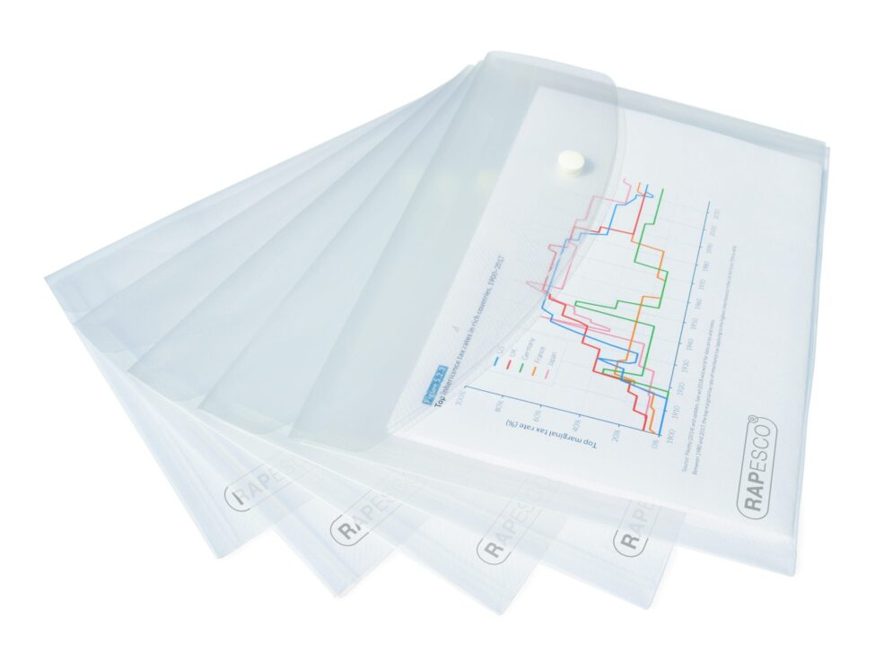 Rapesco ECO Recycled A5 Popper Wallet – Clear – Pack of 5