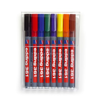 Edding 361 marker 8 pc(s) Bullet tip Black, Blue, Brown, Green, Orange, Red, Violet, Yellow