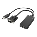 Hama 00200342 video cable adapter 0.15 m USB Type-A + VGA (D-Sub) HDMI Black