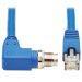 Tripp Lite NM12-6A4-01M-BL M12 X-Code Cat6a 10G F/UTP CMR-LP Shielded Ethernet Cable (Right-Angle M12 M/RJ45 M), IP68, PoE, Blue, 1 m (3.3 ft.)