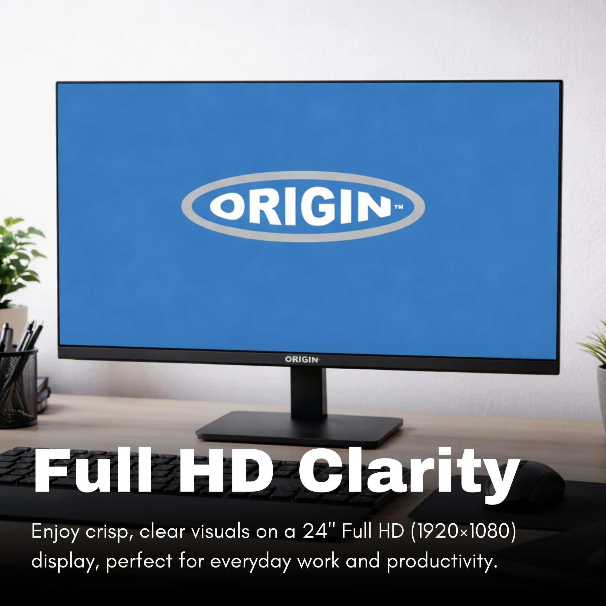 Origin Storage 24inch LED 1080p HD Monitor with VGA/HDMI/DP & Height ...