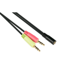Alcasa AD-HS02 audio kabel 0,2 m 2 x 3.5mm 3.5mm Zwart