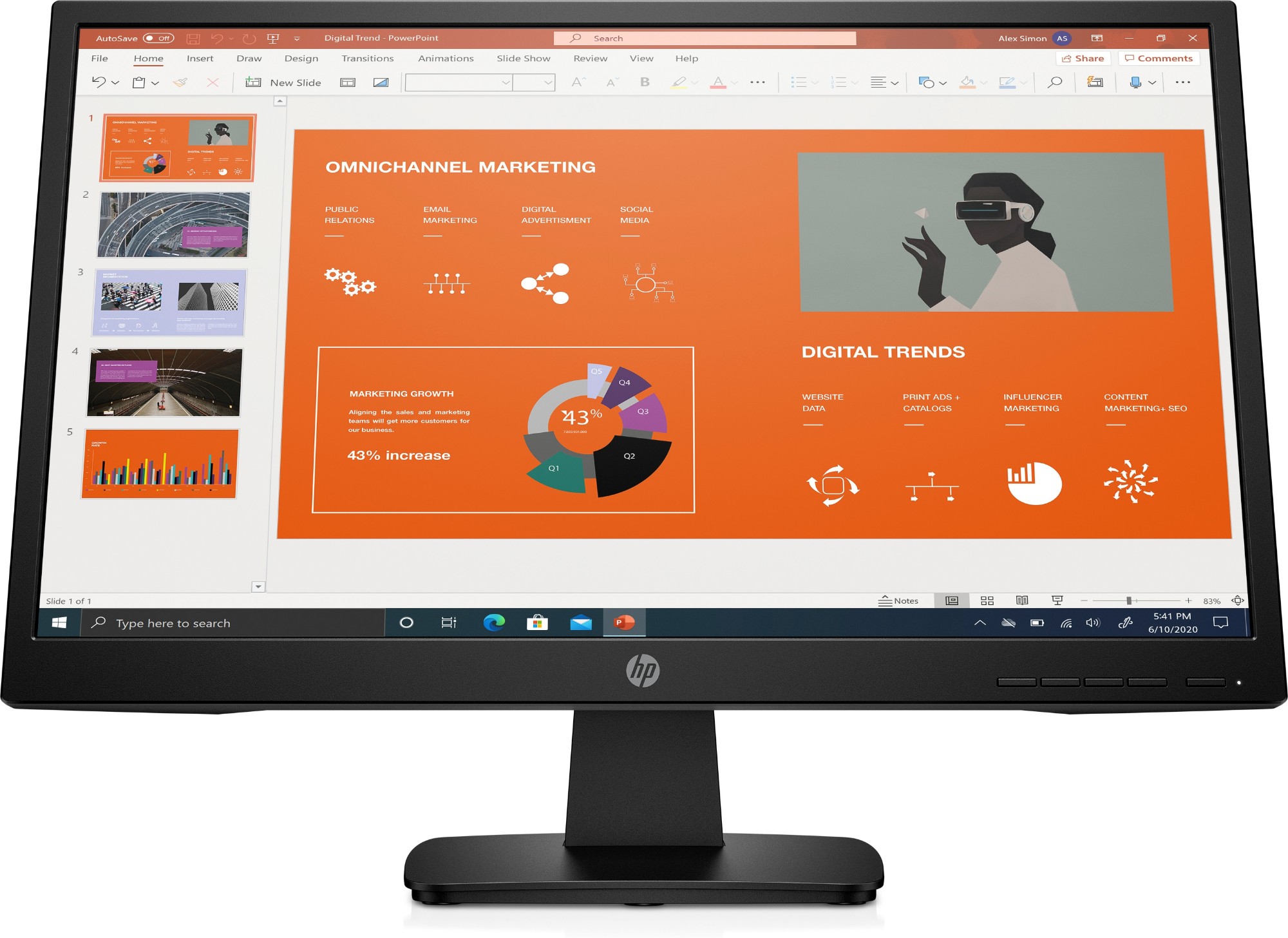 HP P22va G4 54.6 cm (21.5") 1920 x 1080 pixels Full HD LED Black