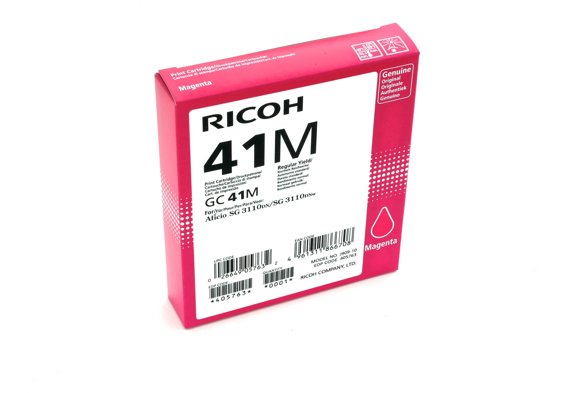 Ricoh 405763/GC-41M Gel cartridge magenta, 2.2K pages ISO/IEC 24711 for Ricoh Aficio SG 3100