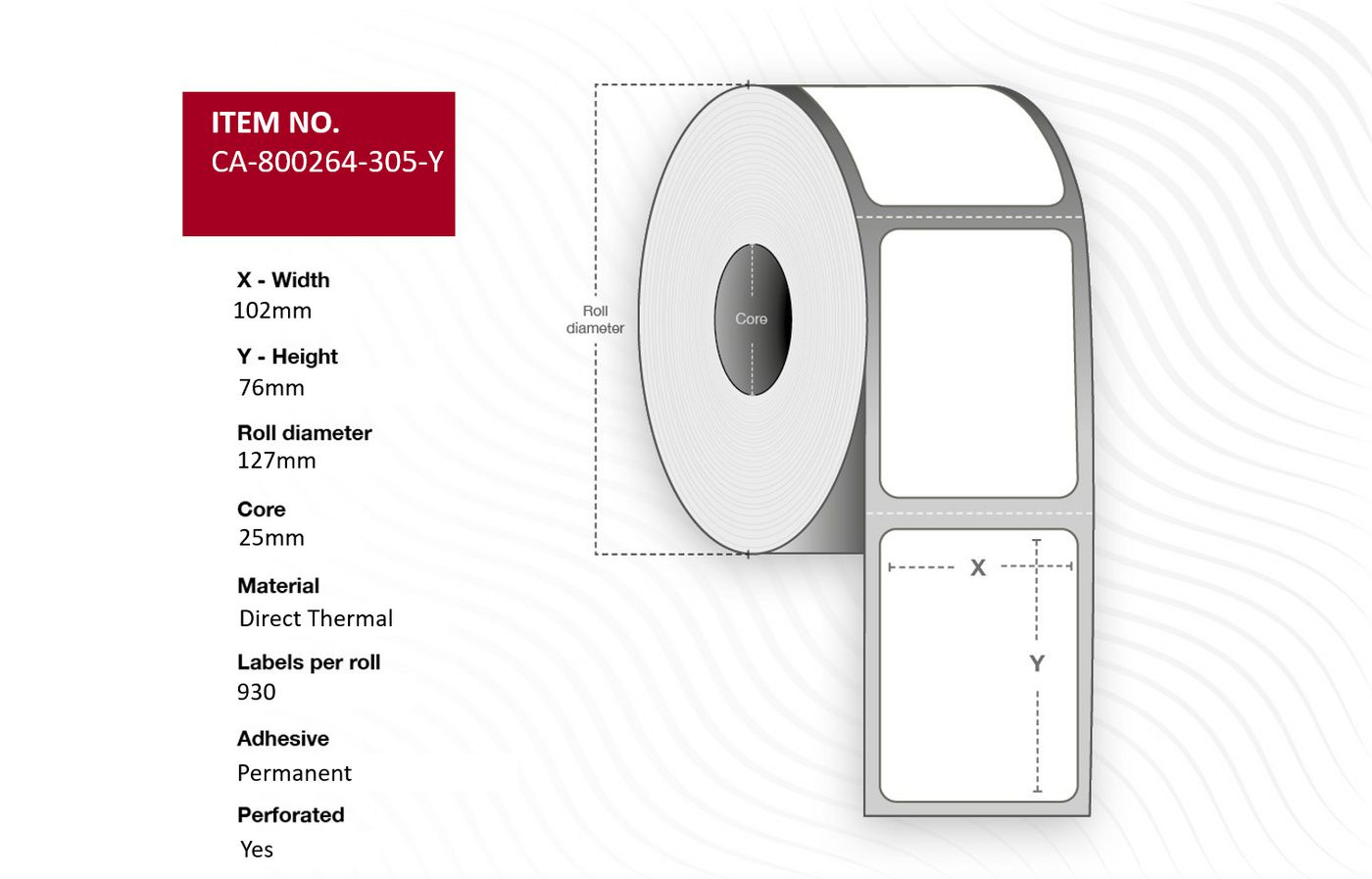 Capture CA-800264-305-Y printer label