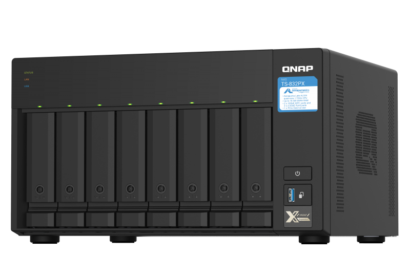 QNAP TS-832PX NAS Tower Nätverksansluten (Ethernet) Svart Alpine AL-324