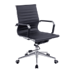 NAUTILUS Designs Aura Contemporary Medium Back Bonded Leather Executive Office Chair With Fixed Arms Black - BCL/8003/BK DD