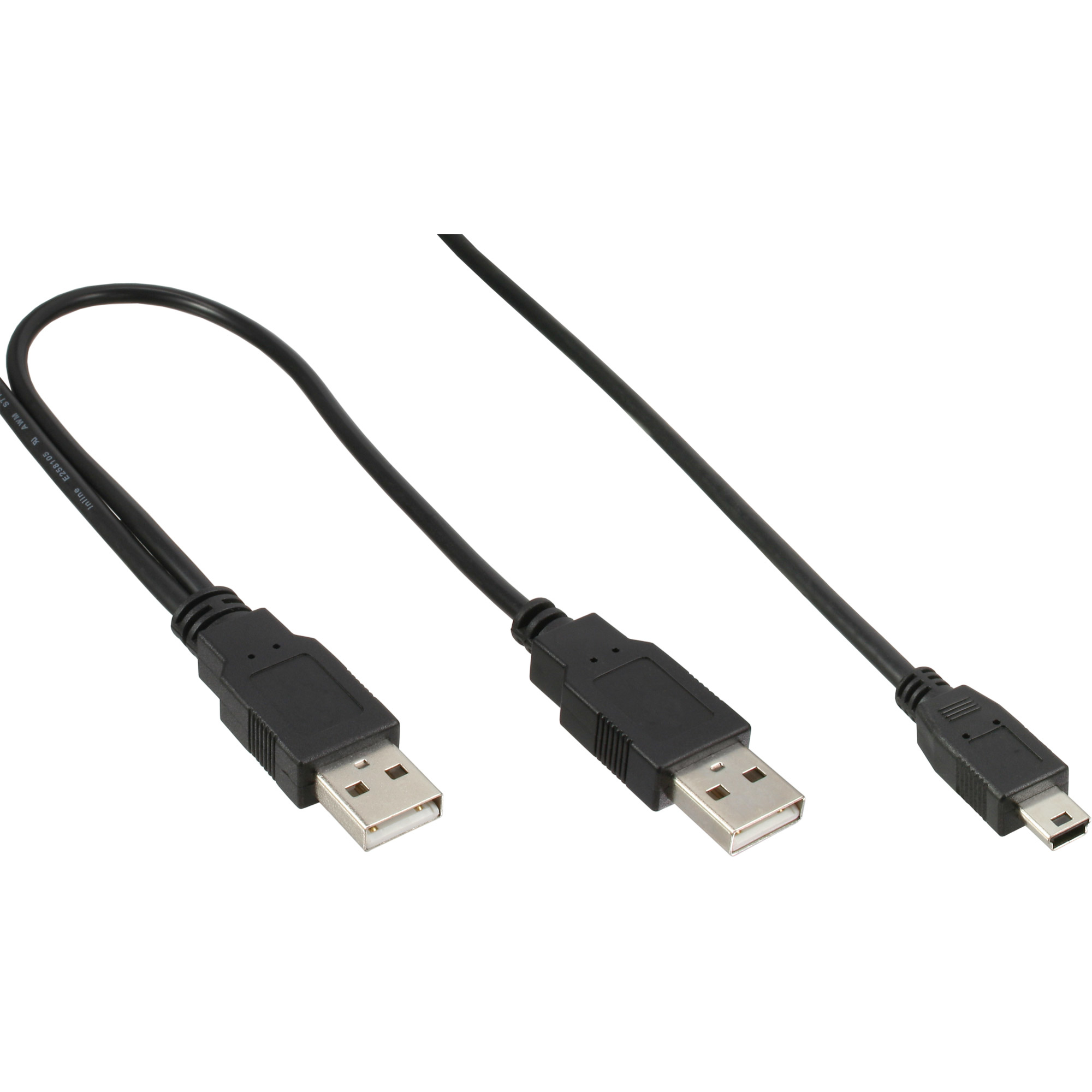 33107X INLINE INC USB Mini-Y-Kabel - 2x Stecker A an Mini-B Stecker (5pol.) - 1,0m