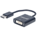 Manhattan DisplayPort 1.2a to DVI-D 24+1 Adapter Cable, 23cm, Male to Female, 10.8 Gbps, Active, 1920x1080@60Hz, Compatible with DVD-D, Black, Three Year Warranty, Polybag