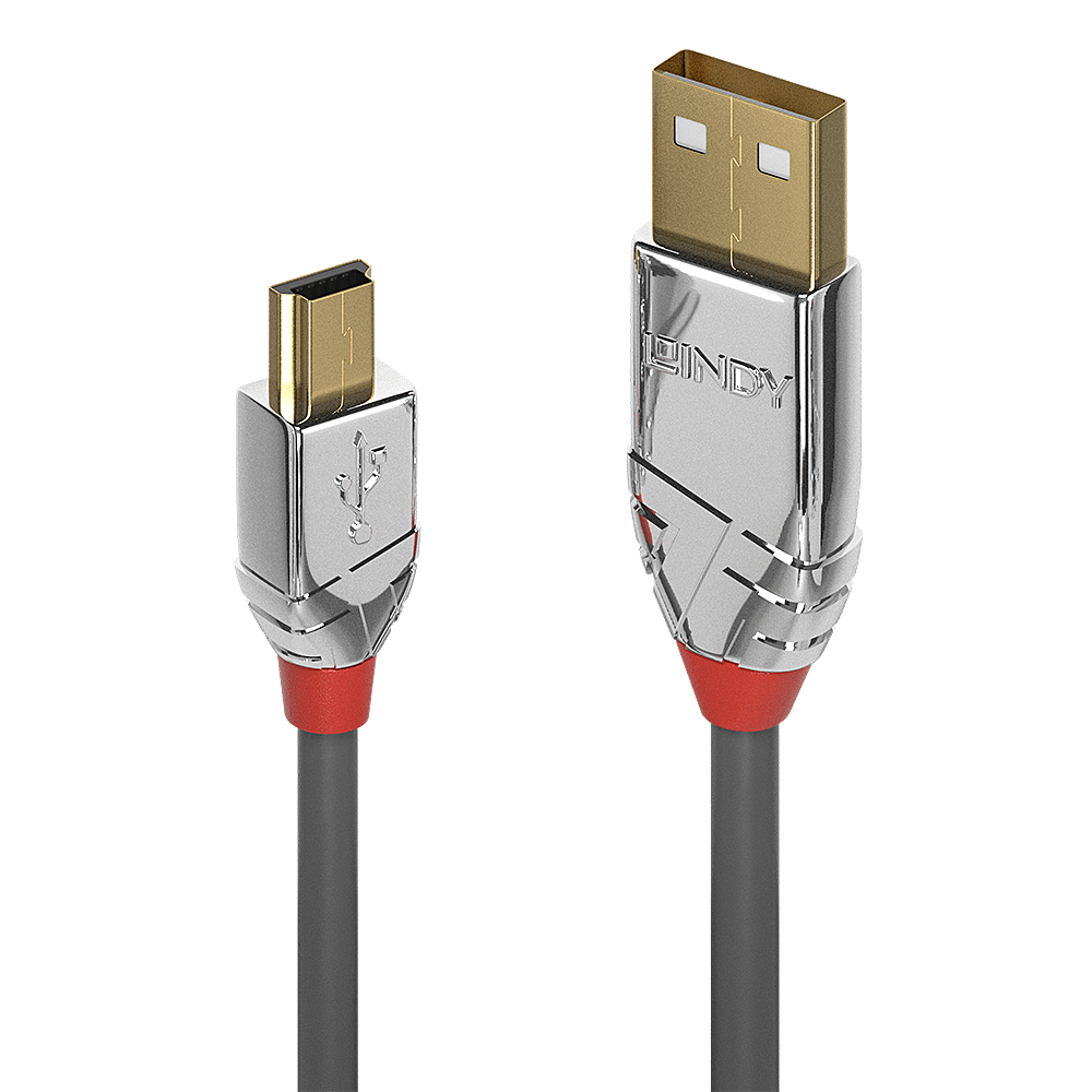 Image of Lindy 5m USB 2.0 Type A to Mini-B Cable, Cromo Line