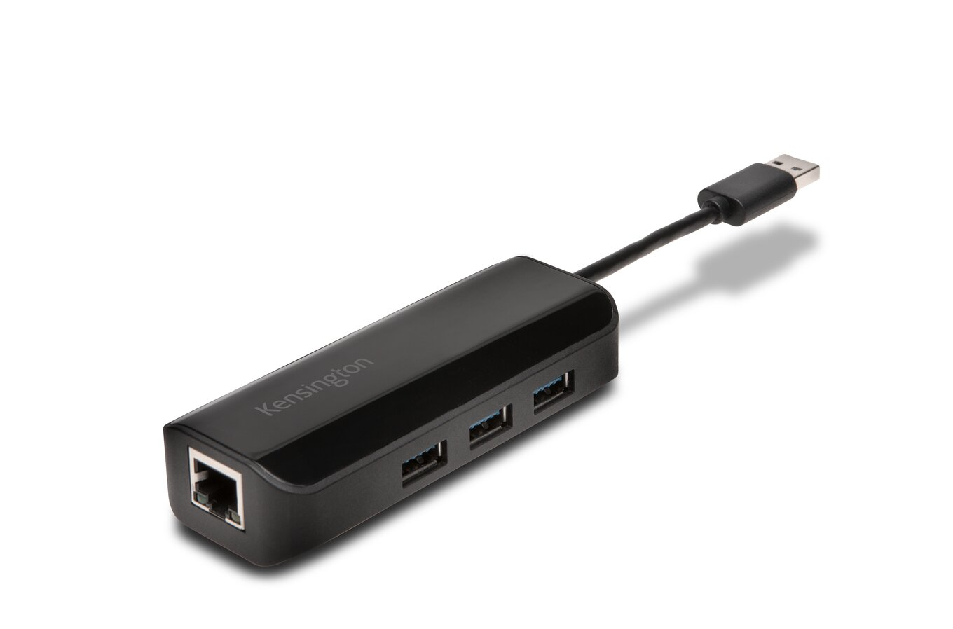 Kensington UA3000E USB 3.0 Ethernet Adapter & 3-Port Hub — Black